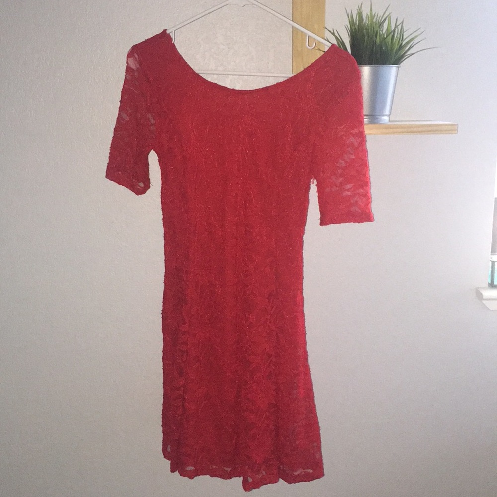 Red floral homecoming dress